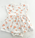 Firsts by Petit Lem peach printed pleated dress  (18 months)