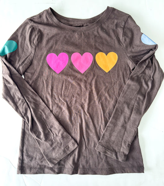 Gap brown LS shirt w/hearts (size 10)