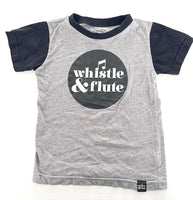 Whistle & Flute grey and black SL logo tee shirt size 3-4T