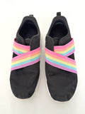 Zara black slip ons w/rainbow elastic(size 4)
