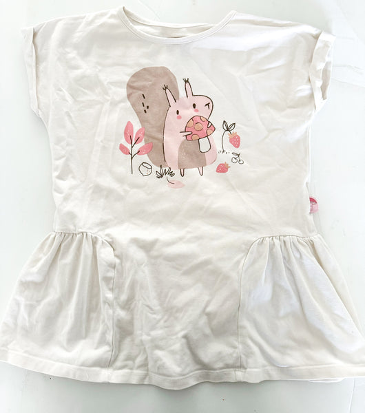 souris Mini cream t-shirt w/squirrel and peplum hem (size 8)