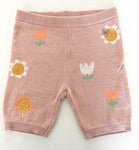 Souris Mini pink knit shorts with flower graphic prints size 10 (140cm)