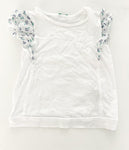 Benetton white t-shirt w/floral ruffle sleeve (size 2)