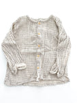 HM cream/blue stripe button gauze LS shirt (12-18 months)