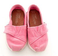 TOMS pink velcro shoes (size 5)