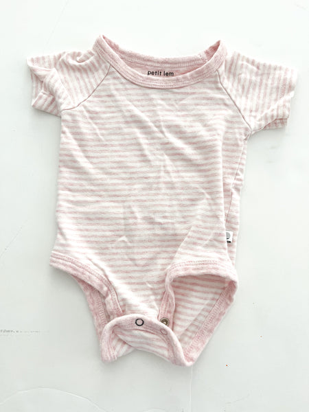 Petit Lem pink/white stripe bodysuit (3 months)