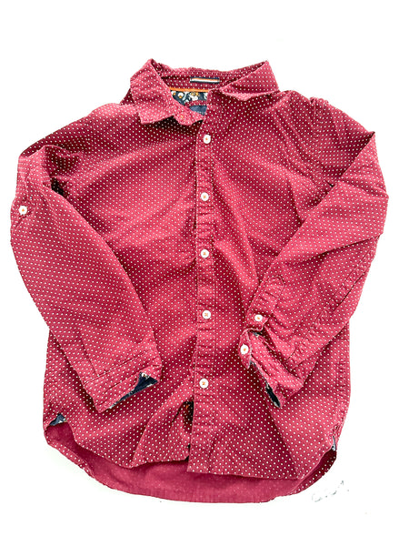 Cactus boys maroon dotted button down shirt (size 8)