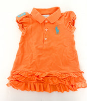 Ralph Lauren orange polo dress w/ruffle trim  (9 months)
