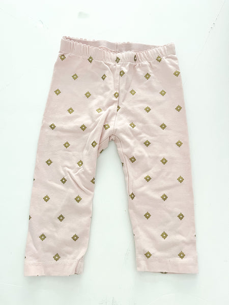 Tea pink leggings w/gold motifs  (size 3)