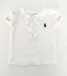 Ralph Lauren white ribbed ruffle t-shirt  (9 months)
