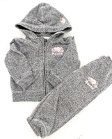 Roots heather grey pink logo hoodie w/sweats (18-24 months)