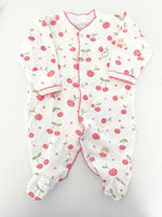 baby cottons teddy and cherry print sleeper (NB)