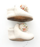 Ulla & Viggo ivory wool pom shoes (size 3/4, 5 inches)