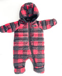 Roots Baby red and black buffalo print quilted hooded puffer 1 pc suit size 0-3 months