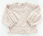 Zara cream LS shirt w/floral print and balloon sleeve (12/18 months)