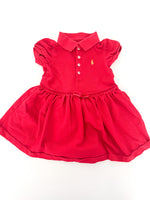 Ralph Lauren red polo dress w/velvet trim (12 months)