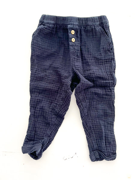 HM navy gauze pants (12-18 months)