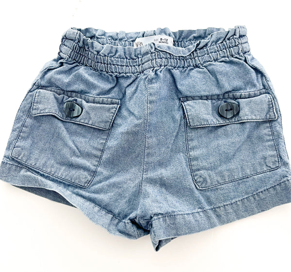 Zara blue denim like shorts with 2 button pocket (9-12 months)