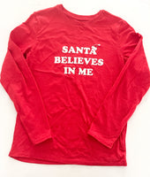 Cat & Jack heathered red long sleeve t-shirt with “Santa Believes in Me” print size L (12-14Y)