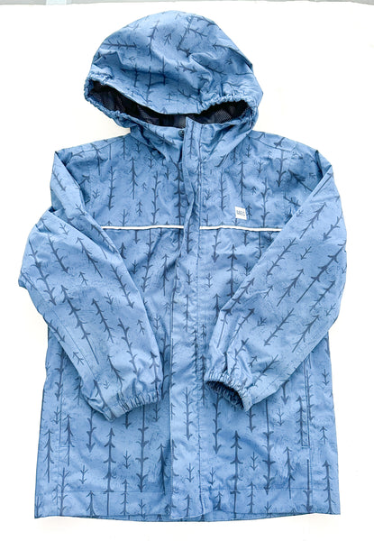 MEC blue tree print jacket w/hood (size 6)